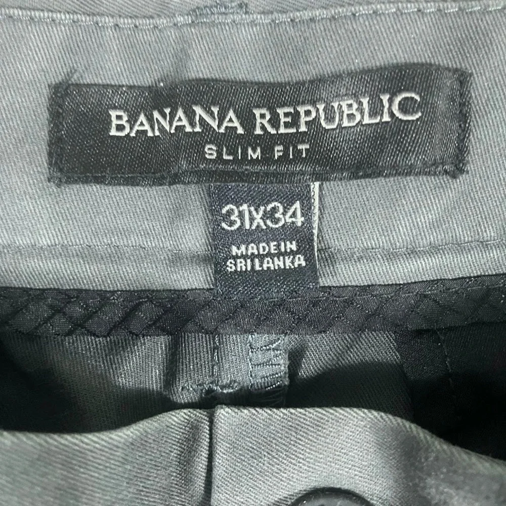 Banana Republic Slim Fit Chinos Mens 31x34 Grey Cotton Stretch Trousers Pants